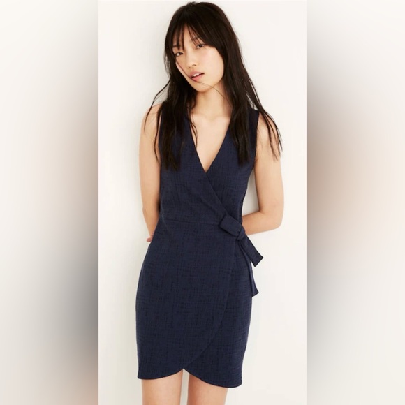 Madewell Dresses & Skirts - Madewell Crosshatch Side-Tie Dress XS In Navy Blue
